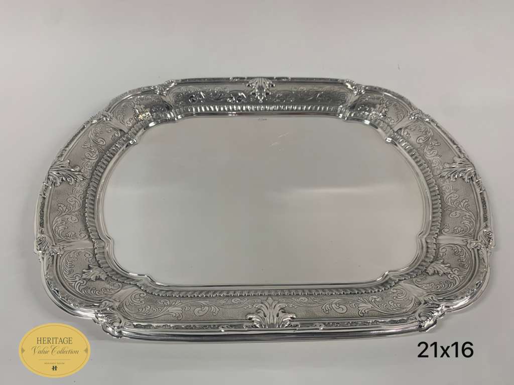 CHASED OVEL CANDLESTICK TRAY