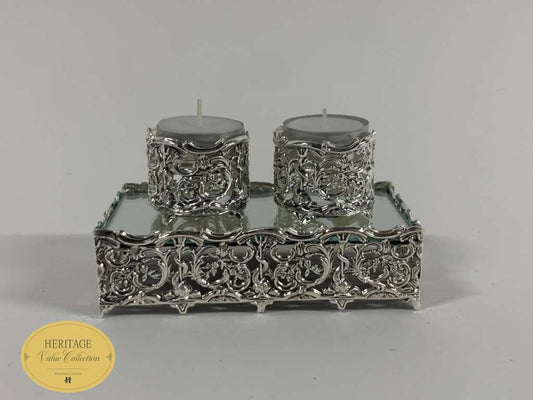 LACE TEA LIGHT WITH TRAY