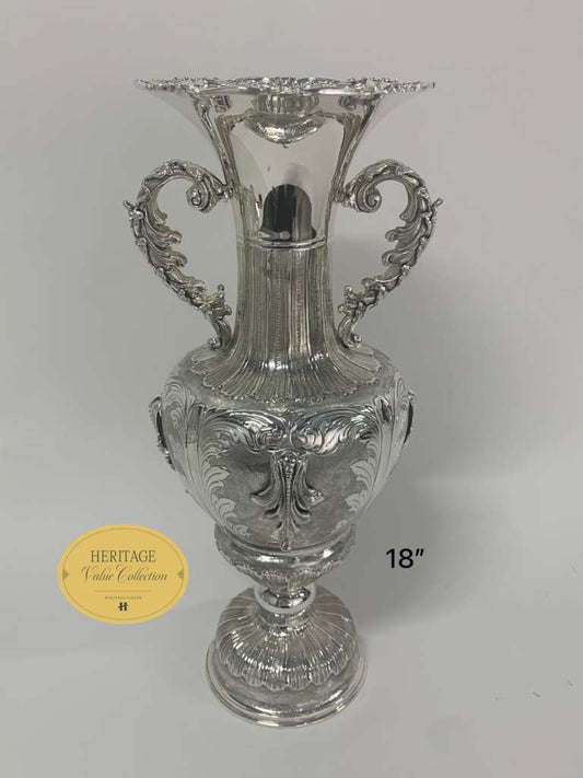 LARGE CHASED VASE WITH HANDLE